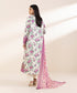 Unstitched Women's Embroidered Lawn Off White Shirt Dupatta